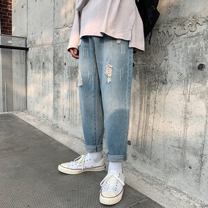 男新款日系港风潮流精品牛仔哈哈伦裤1404-1-x905-p50R图片