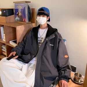 1404-S222-P75男女假两件百搭频谱新款 港风夹克男生外穿图片