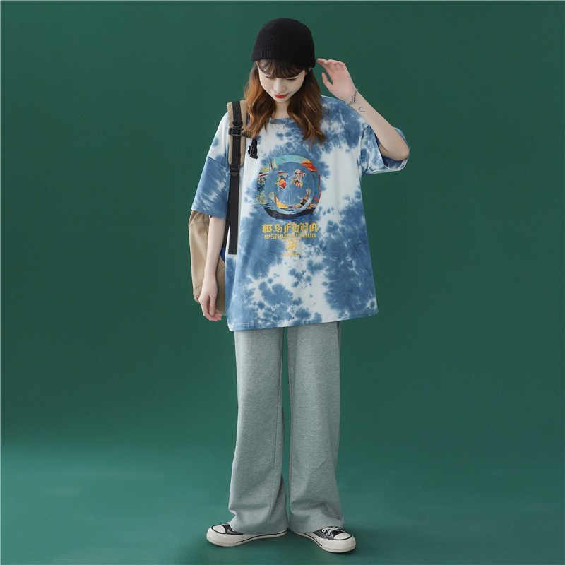 1404-1-T079-p43新款港风短袖棉麻平铺夏季印花体恤男女情侣K,男装T恤,星座1404-3