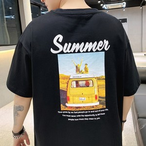 714-3-1066男新款时尚港风体恤短袖高品质纯棉图片