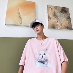 714-3-T082男款新款宽松高端直喷印花港风体恤平铺原创MBB图片