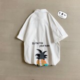 1404-C16-P40男款平铺款宽松精品短袖情侣衬衫男潮zH，男装衬衫，星座1404-3