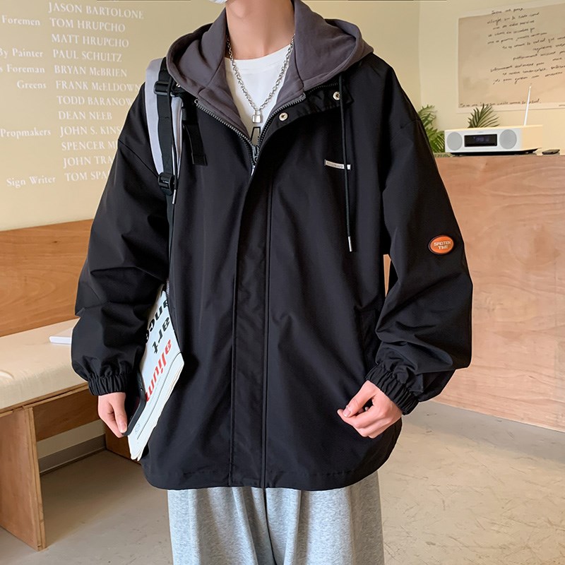 1404-S222-P75男女假两件百搭频谱新款 港风夹克男生外穿图片