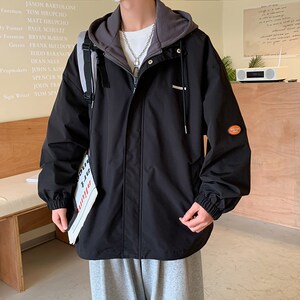 1404-S222-P75男女假两件百搭频谱新款 港风夹克男生外穿图片