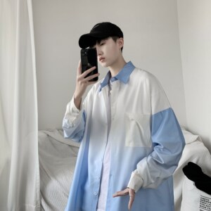 1404-2-c26-P55短袖50男女生衬衫新款休闲情侣潮衬衣DH