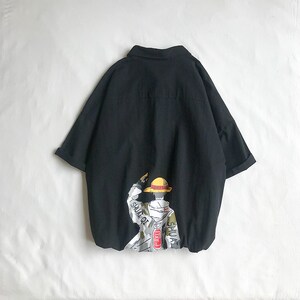 714-1-C16陆飞款港风短袖平铺宽松精品情侣衬衫z点图片