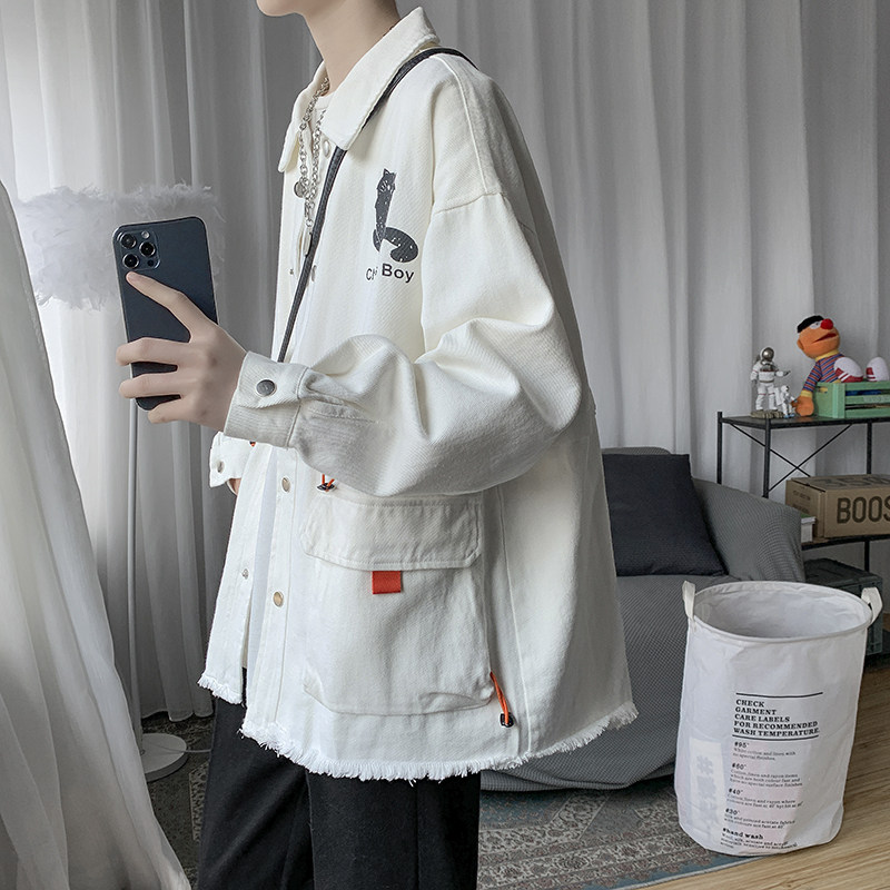 714-2-S607男女新款平铺毛边新款港风日系外套情侣休闲d图片