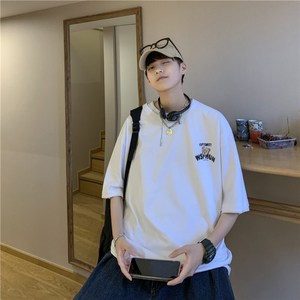 1404-2-T072-p358男装新款港风短袖棉麻夏数码印花体恤男女g图片