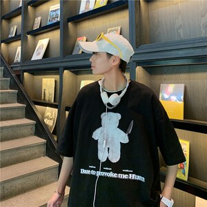 1404-2-T078-p33男装2023新款港风短袖棉麻夏季数码印花体恤g图片