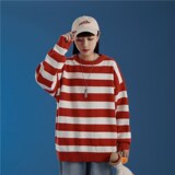 1404-2-702-P55男女款中性圆领领休闲时尚条纹毛衣潮，男装卫衣，星座1404-3