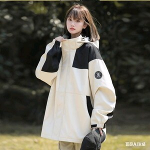 1404-1-9296-p80外套情侣款春秋季冲锋衣男女防风连帽夹克图片