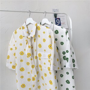 1404-C22-P55男女生款港风短袖平铺款宽松精品情侣衬衫H图片