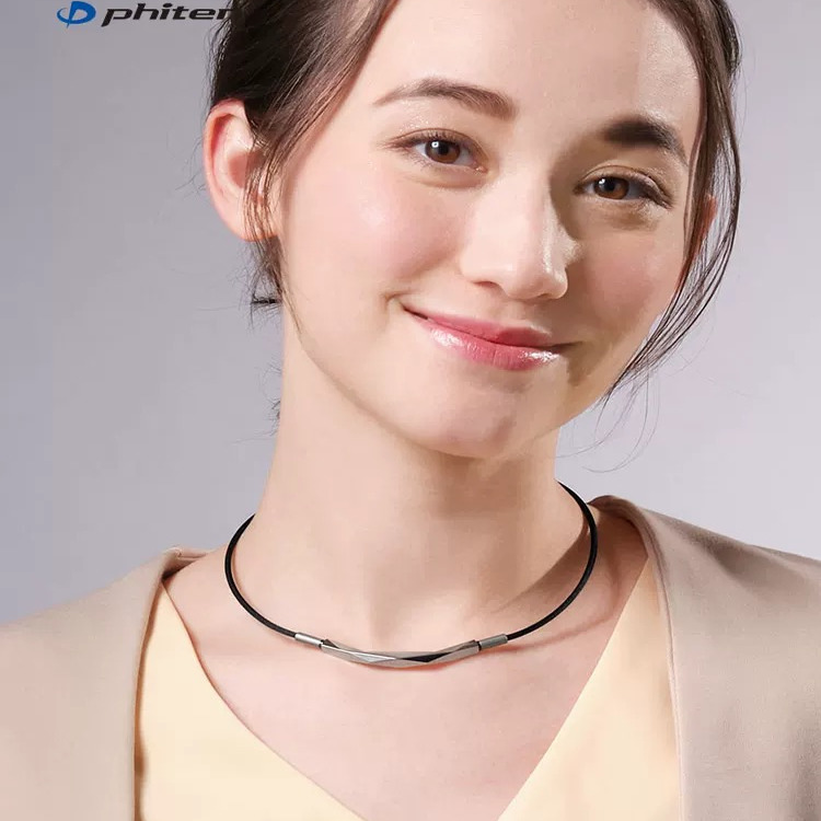 Phiten法藤官方正品微笑钻面圆弧钛项环切面项圈男女运动项链