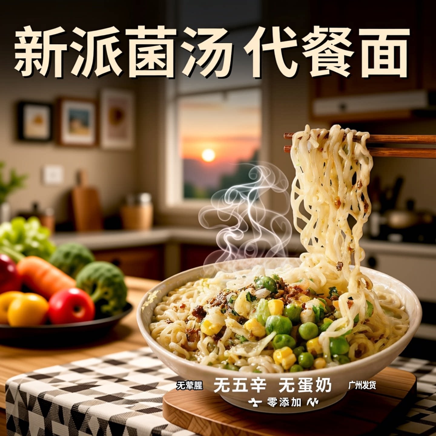 知源一品素新派菌汤方便面代餐面100克桶装免煮速食整箱宿舍夜宵