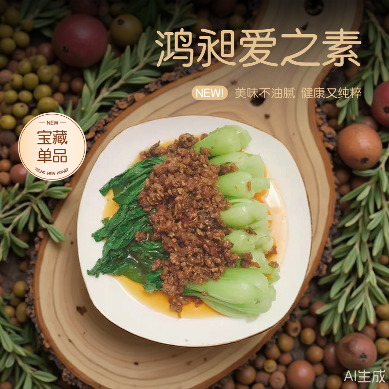 鸿昶爱之素素食椿菇素肉燥香椿炒饭佛家斋菜纯素肉沫素肉酱佛家