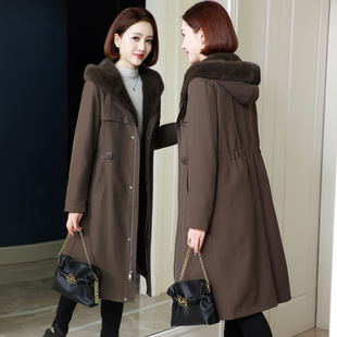 派克服女冬2025新款 水貂毛内胆可拆卸海宁皮草外套尼克大衣过膝款