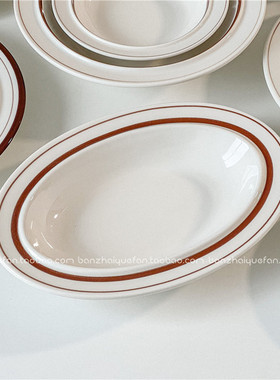 韩式ins博主同款厚边碗家用 日式汤盘面碗 复古早餐沙拉碗 酸奶碗