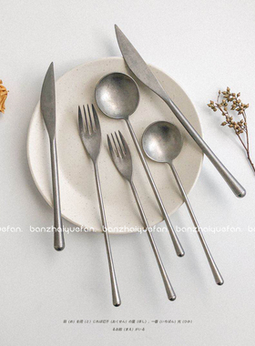 韩国ins风304不锈钢刀叉勺复古甜品勺西餐餐具牛排刀沙拉餐刀饭勺