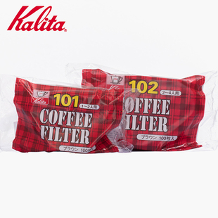 日本进口Kalita 手冲咖啡扇形滤杯过滤纸 原浆101/102/103号100片