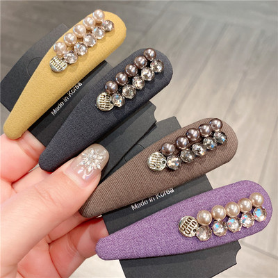 韩版紫色闪钻珍珠掰掰夹刘海夹