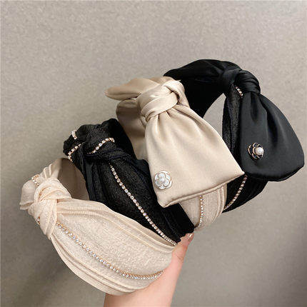 丝绒黑色蝴蝶结发箍洗脸不掉高颅顶显脸小复古港风高级感名媛发饰
