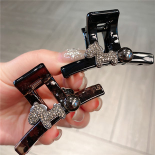 高端奢华中号水钻小马抓夹刘海夹侧边边夹鲨鱼夹发抓半扎发马尾夹