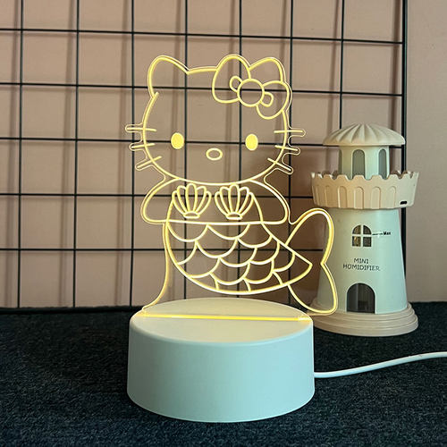 圣诞节Kitty猫小夜灯可爱创意3d床头台灯定制logo刻字宣传小礼物
