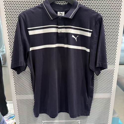 PUMA彪马夏季新款男子薄款简约条纹印花休闲短袖T恤POLO衫 690227