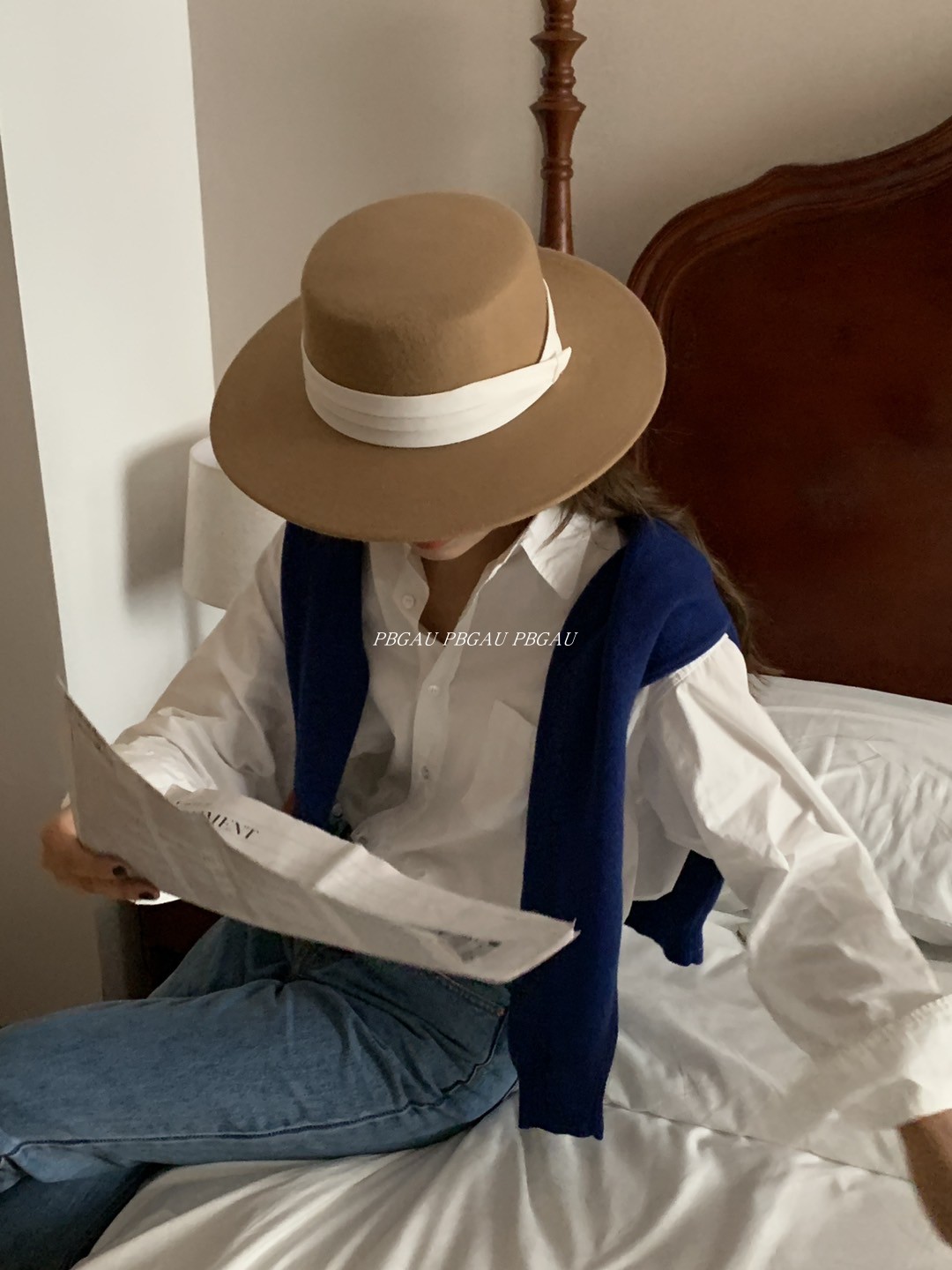 礼帽出游法式秋冬平檐羊毛保暖帽