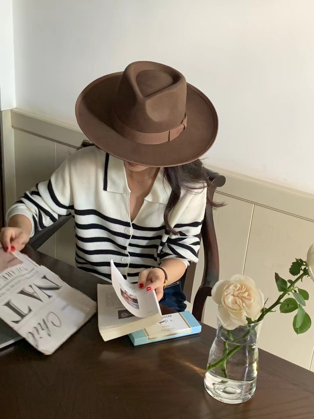 小众款出游复古秋冬锥形羊毛礼帽