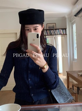 PBGAU 秋冬新款复古英伦羊毛药盒帽 pillbox hat 时尚圆顶小礼帽