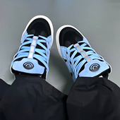 舌耐磨翻毛皮休闲运动复古百搭专业面包滑板鞋 朋蛇 bread水蓝厚鞋