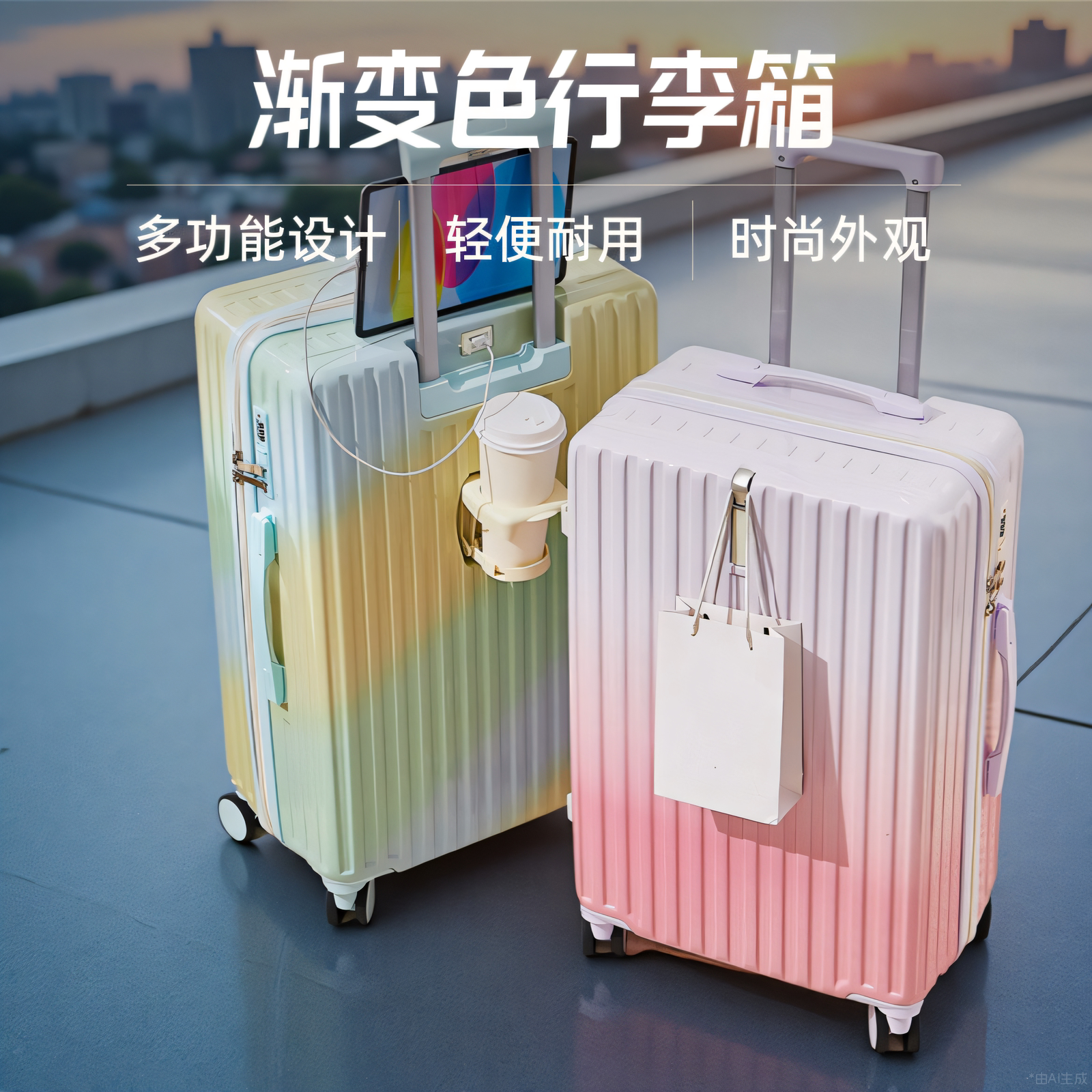 男行李箱女20寸渐变色学生旅行箱