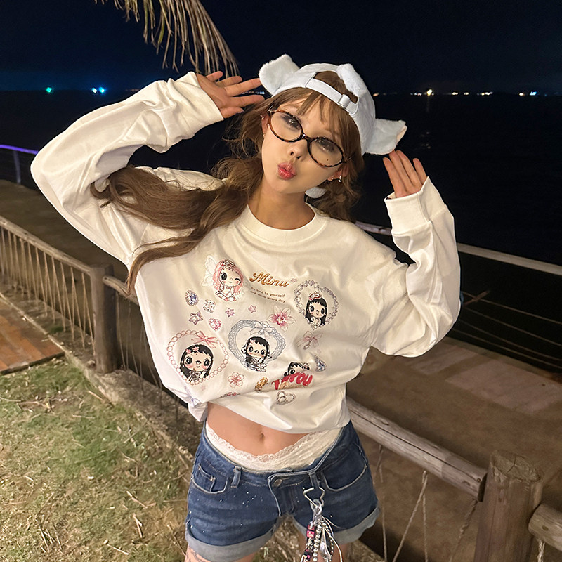 小玉涂鸦圆领长袖T恤女宽松小yu
