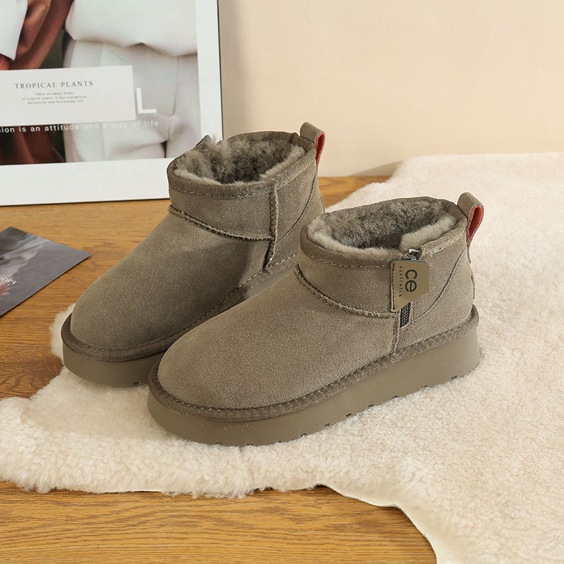 雪地靴冬季侧拉链厚底羊毛