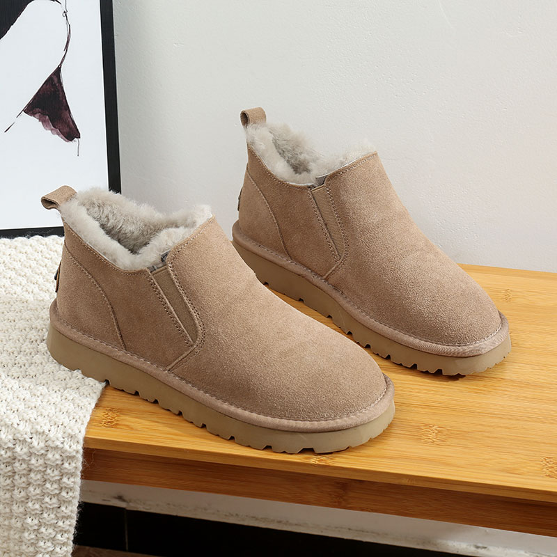 松紧口雪地靴女皮毛一体短筒2025年新款冬季加绒保暖一脚蹬棉鞋潮