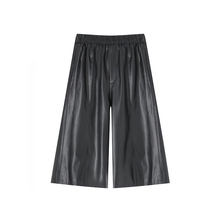 【安琪儿专享】PU皮纯色秋冬设计师松紧腰7分皮裤 CYJ-JJ387-1233