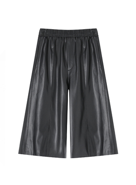 【安琪儿专享】PU皮纯色秋冬设计师松紧腰7分皮裤 CYJ-JJ387-1233