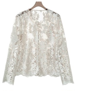 安琪儿专享 WW125 法式 CYJ Y010 设计刺绣花朵蕾丝开衫