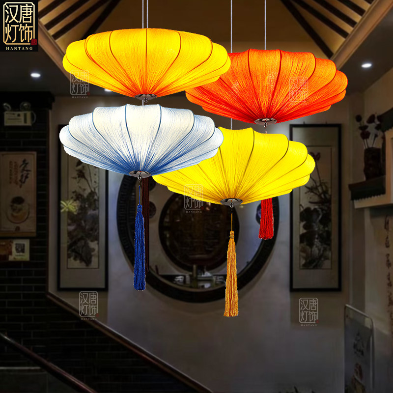 新中式餐厅吊灯复古中国风茶楼布艺灯具饭店过道古风建筑装饰灯笼,家装灯饰光源,餐厅吊灯,淘宝优惠券,粉丝福利购,淘宝优惠卷