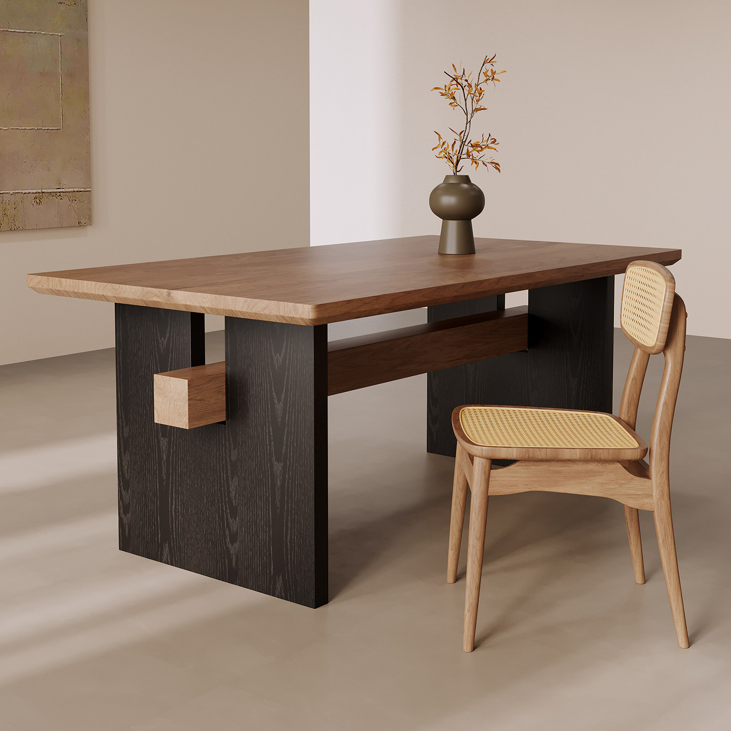 长方形实木中古风餐桌椅家用书桌