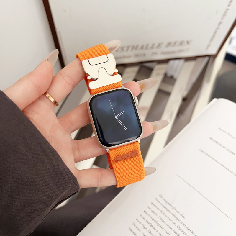 新款爱马仕橙iWatch表带降落伞扣