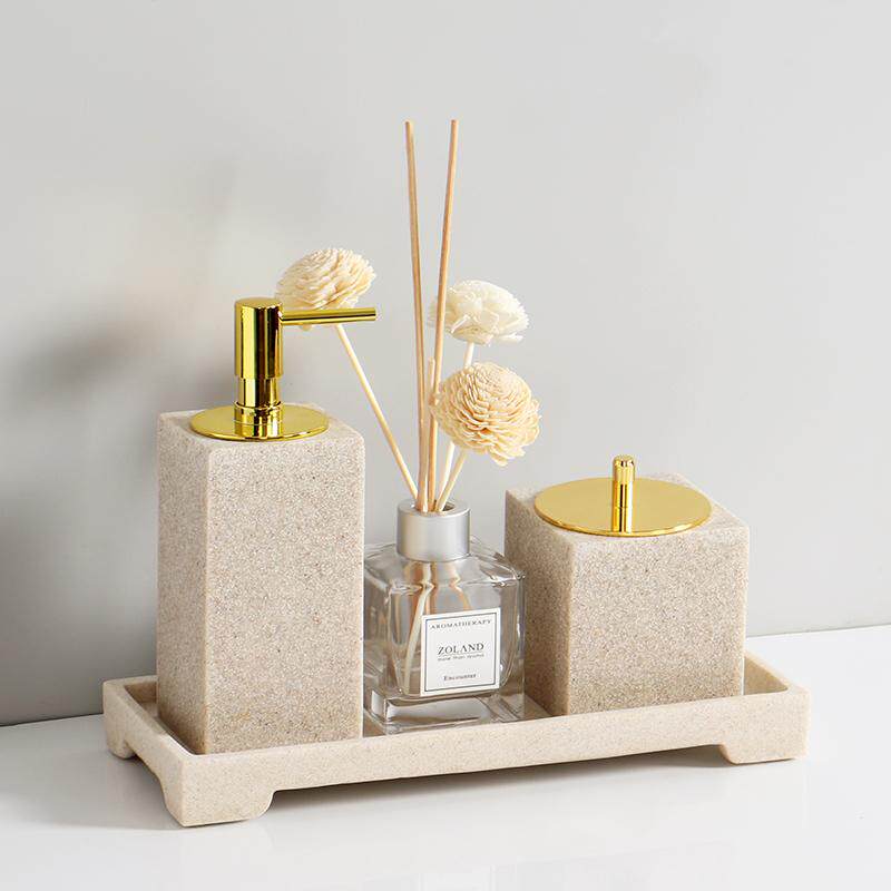 高颜值洗手液瓶子轻奢酒店卫生间乳液分装按压瓶套装浴室摆件托盘