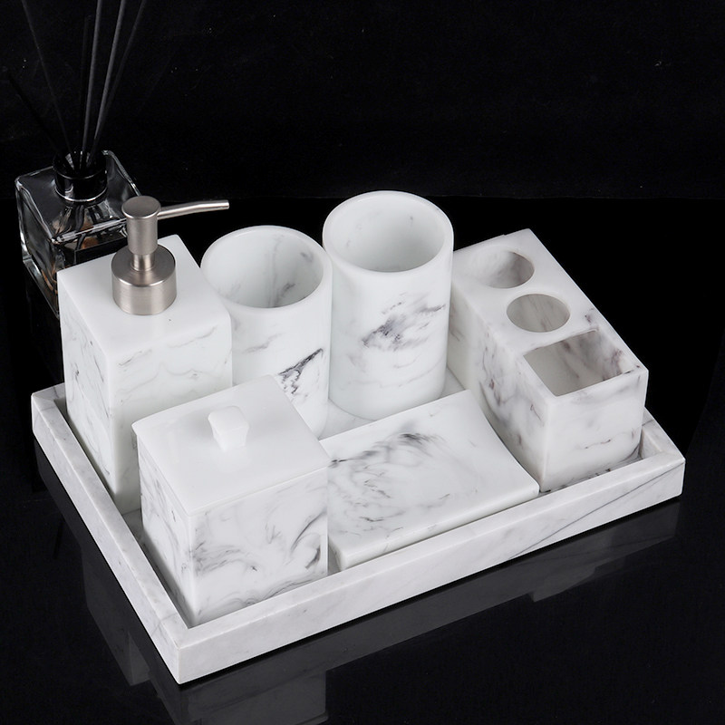 北欧简约卫浴洗漱套装五件套 卫生间电动牙刷置物架刷牙杯漱口杯