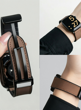 适用磁吸苹果手表iwatchS11/10表带applewatch9运动8男女款7皮质6