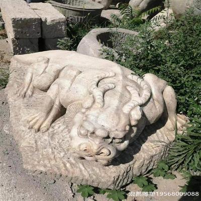 石雕装饰吸水兽汉白玉仿古兽蚣蝮庭院酒店水池边摆件复古石头神兽