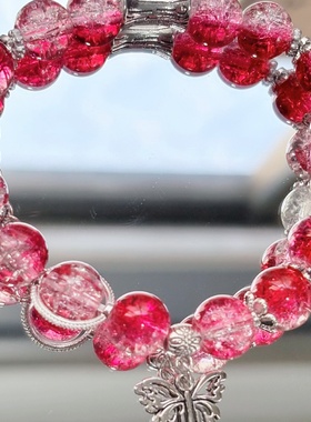 新款酒红碎花蝴蝶魏无羡同款手链闺蜜高颜值百搭简约ins显白学生