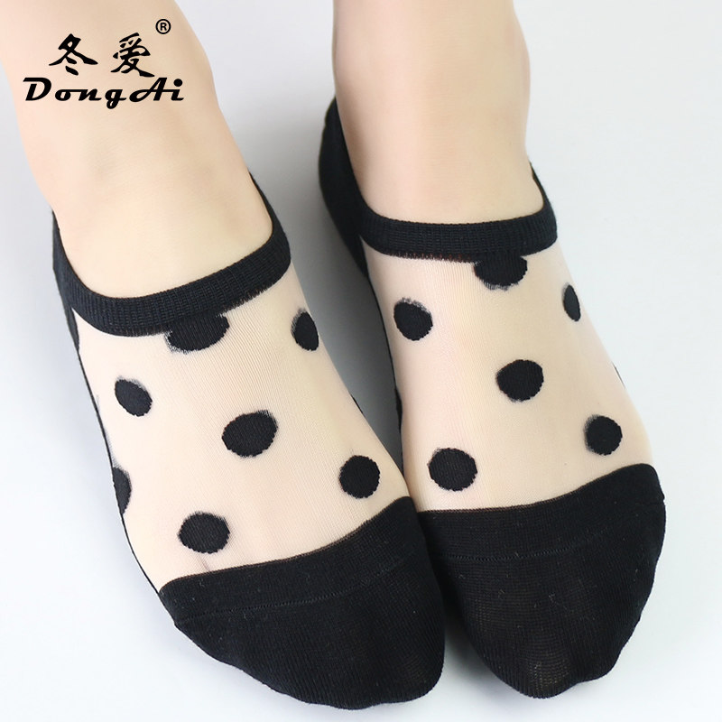 冬爱春夏圆点可爱日系短丝袜女透气薄款女士袜子棉底防滑吸汗船袜