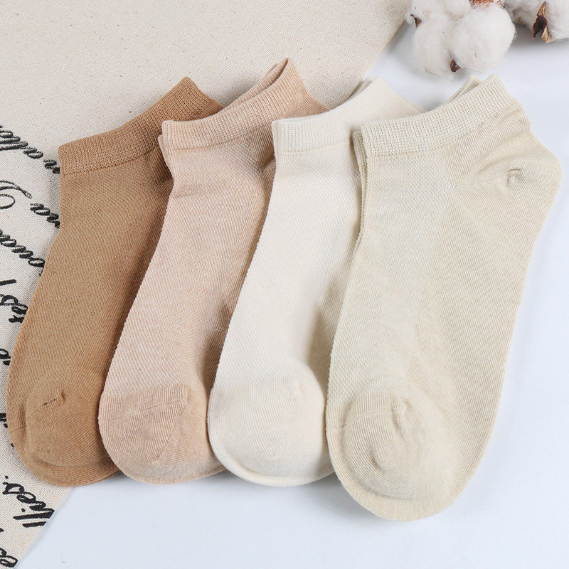 冬爱四季款纯色彩棉袜子女透气网眼休闲棉袜吸湿排汗浅口隐形船袜