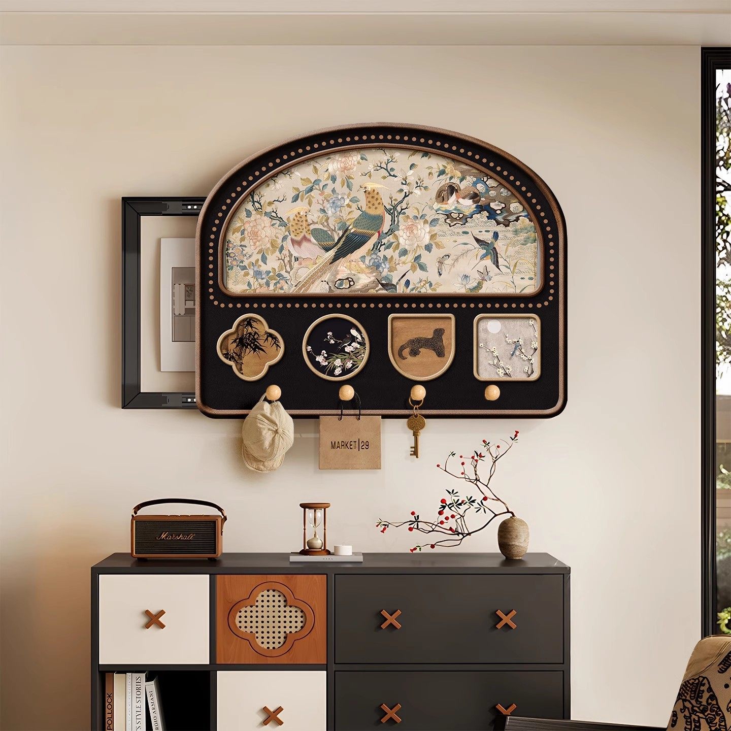 中古风洞洞板电表箱装饰画电闸配电箱遮挡置物架免打孔开关盒壁画,家居饰品,电表箱装饰画,淘宝优惠券,粉丝福利购,淘宝优惠卷